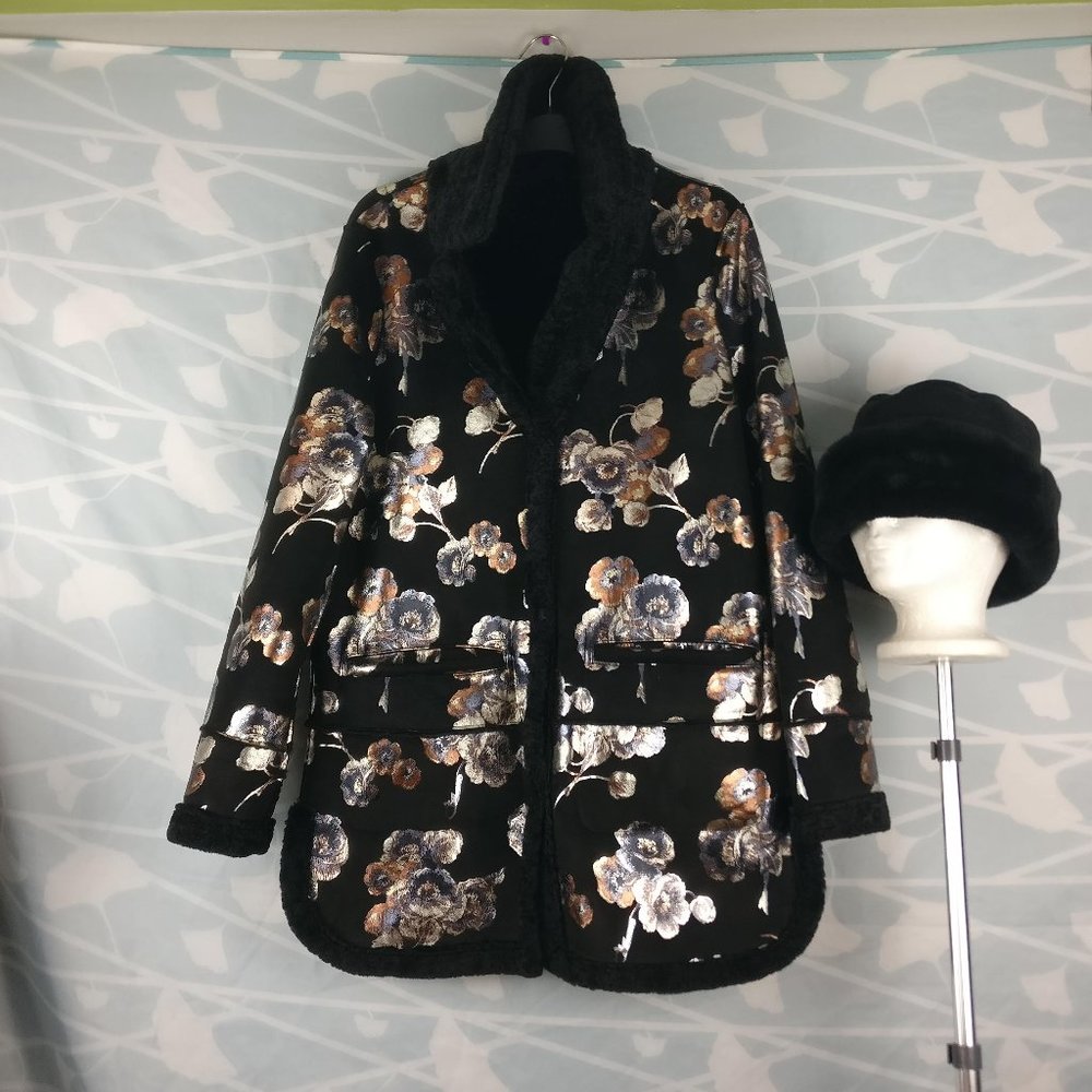 Montreal NIKKI JONES 2way Reversible Dazzle BlackGold Synchila Shearling Coat XS